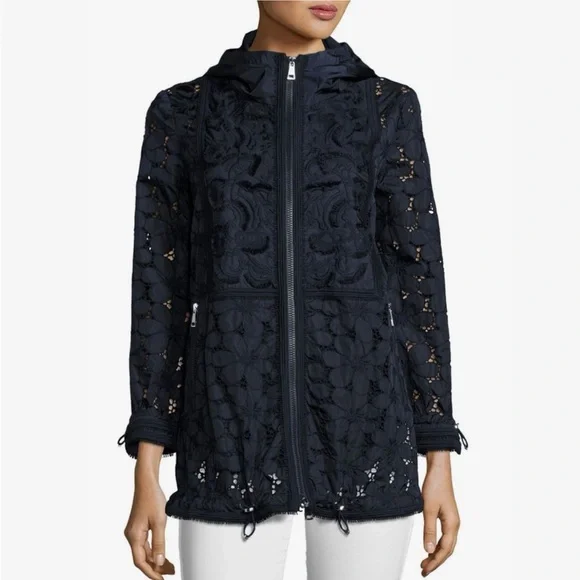 Moncler Madeleine Hooded Floral Lace Jacket